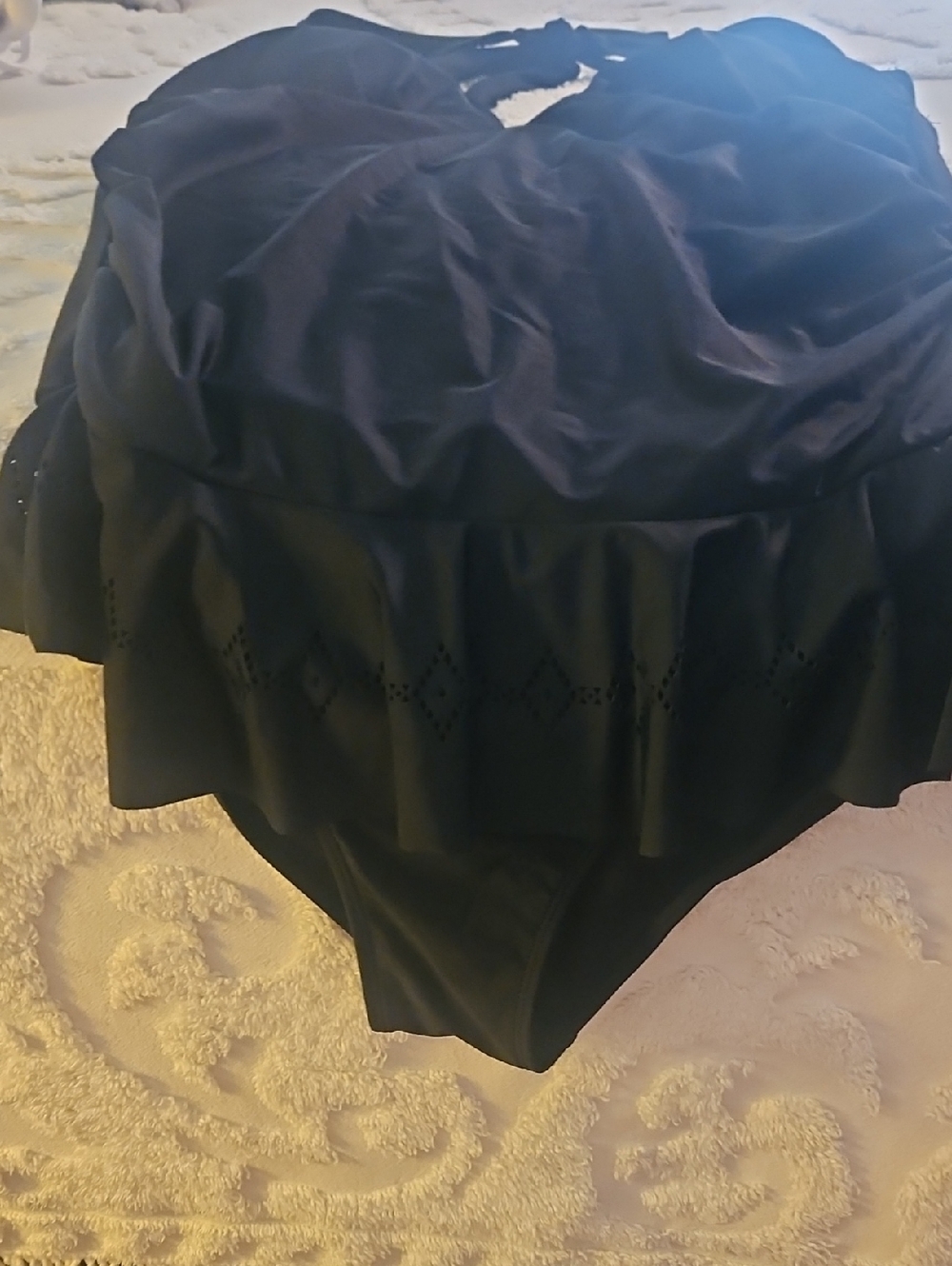 Black Halter Swimsuit With Ruffle - Picture 2 of 8